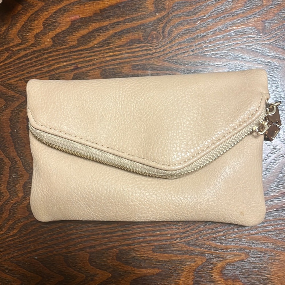 Urban luxe nude faux leather clutch